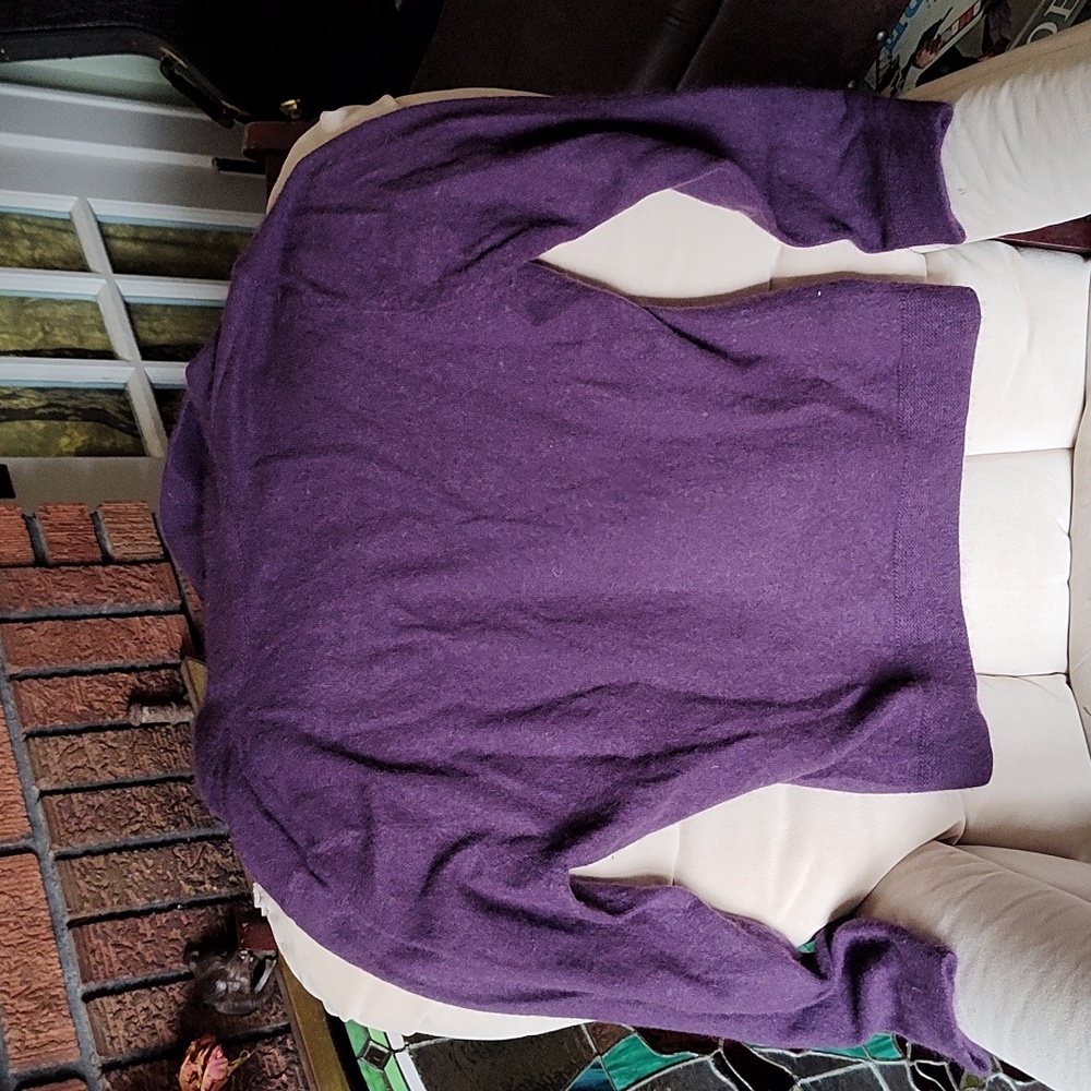 Sarah Spenser Angora and lambswool split neck collared sweater size L - Picture 7 of 8